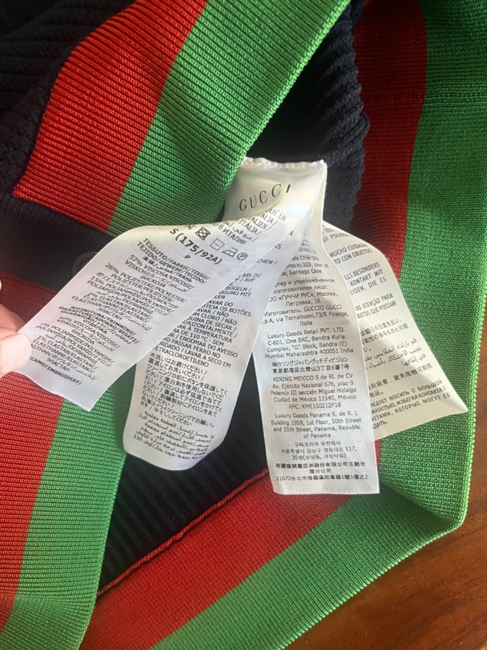 Gucci x Adidas Navy Cardigan with Red & Green Hem and White Shoulder Stripes - Picture 9 of 11